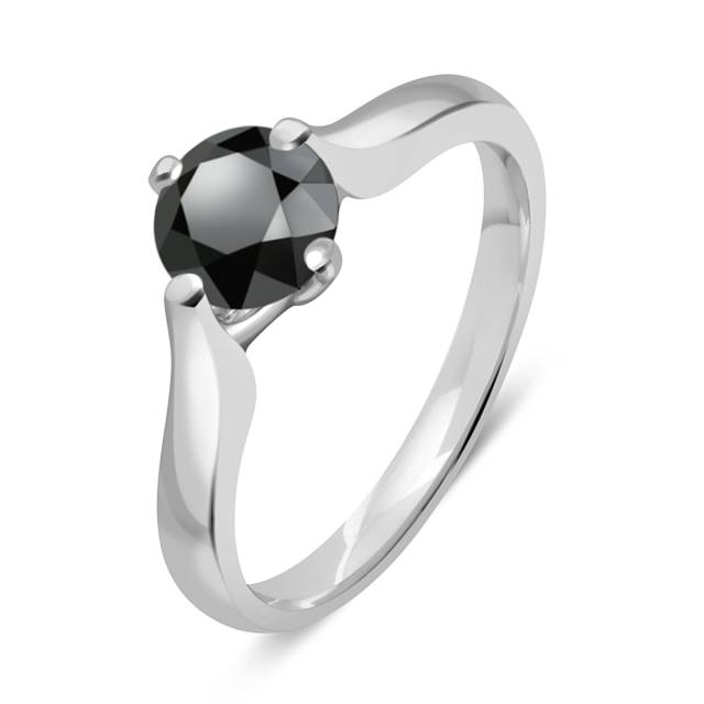 Помолвочное кольцо из белого золота с чёрным бриллиантом (046702)