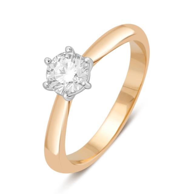 Помолвочное кольцо из комбинированного золота с бриллиантом (063198)