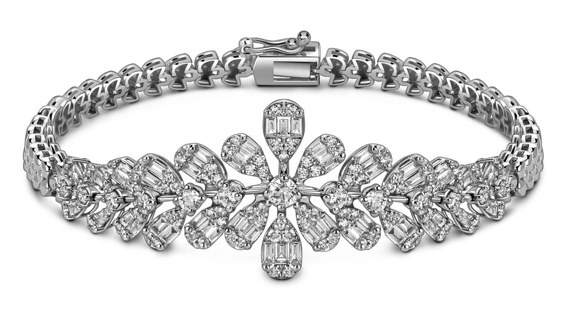 Браслет из белого золота с бриллиантами (050737)