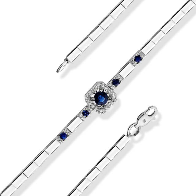 Браслет из белого золота с бриллиантами и сапфирами (060887)