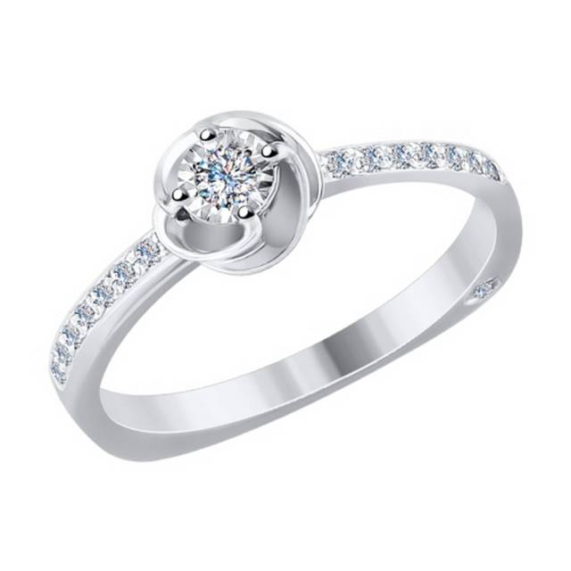Помолвочное кольцо из белого золота с бриллиантами (040784)