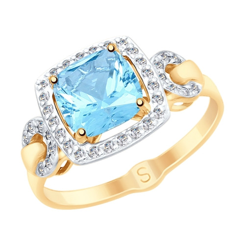 Кольцо из красного золота с топазом 