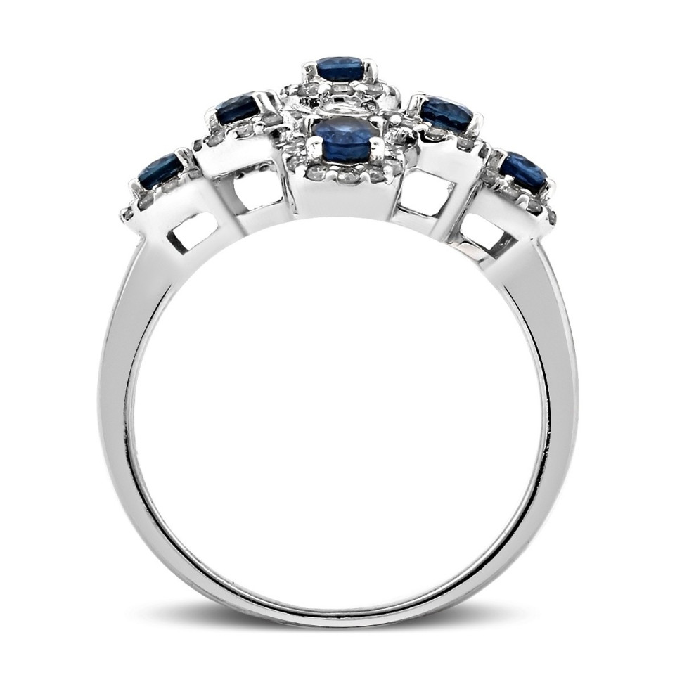 Кольцо из белого золота с бриллиантами и сапфирами (018456)