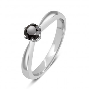 Помолвочное кольцо из белого золота с чёрным бриллиантом (041770)