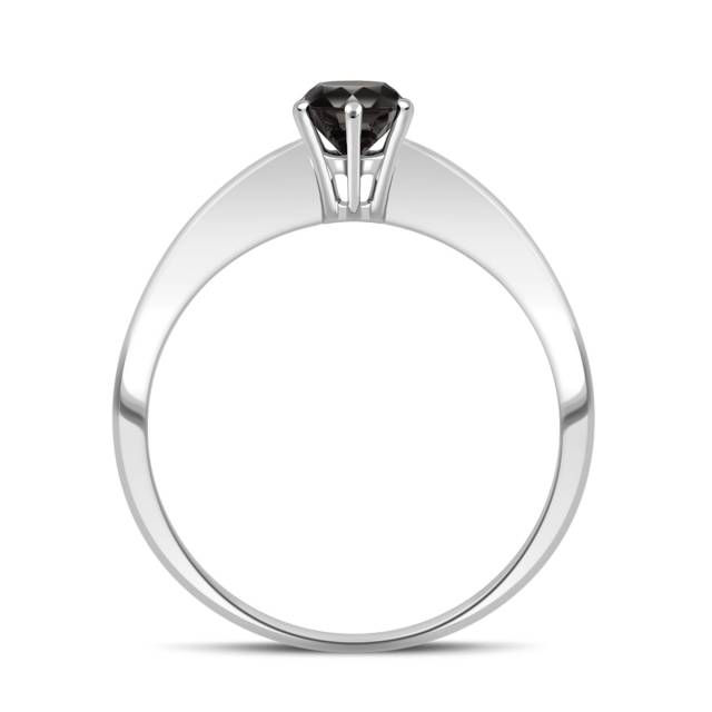 Помолвочное кольцо из белого золота с чёрным бриллиантом (041770)