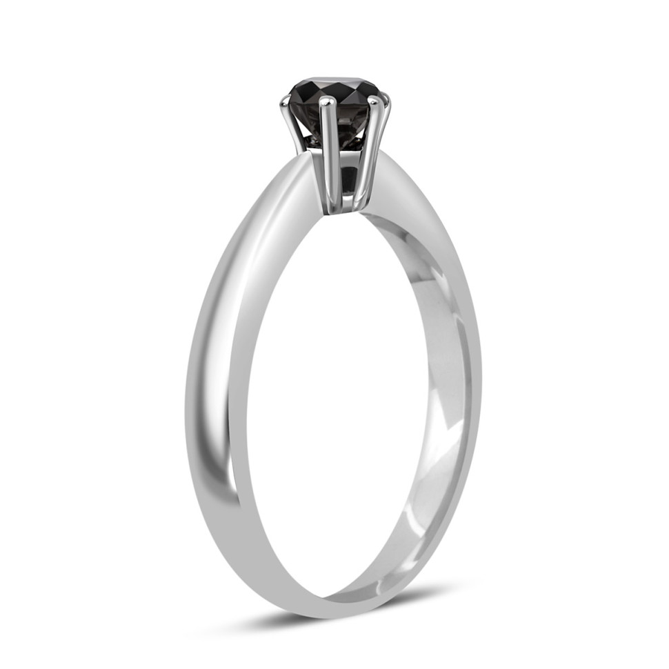 Помолвочное кольцо из белого золота с чёрным бриллиантом (041770)