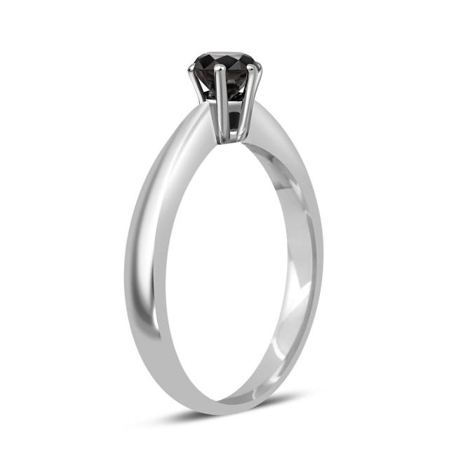 Помолвочное кольцо из белого золота с чёрным бриллиантом (041770)