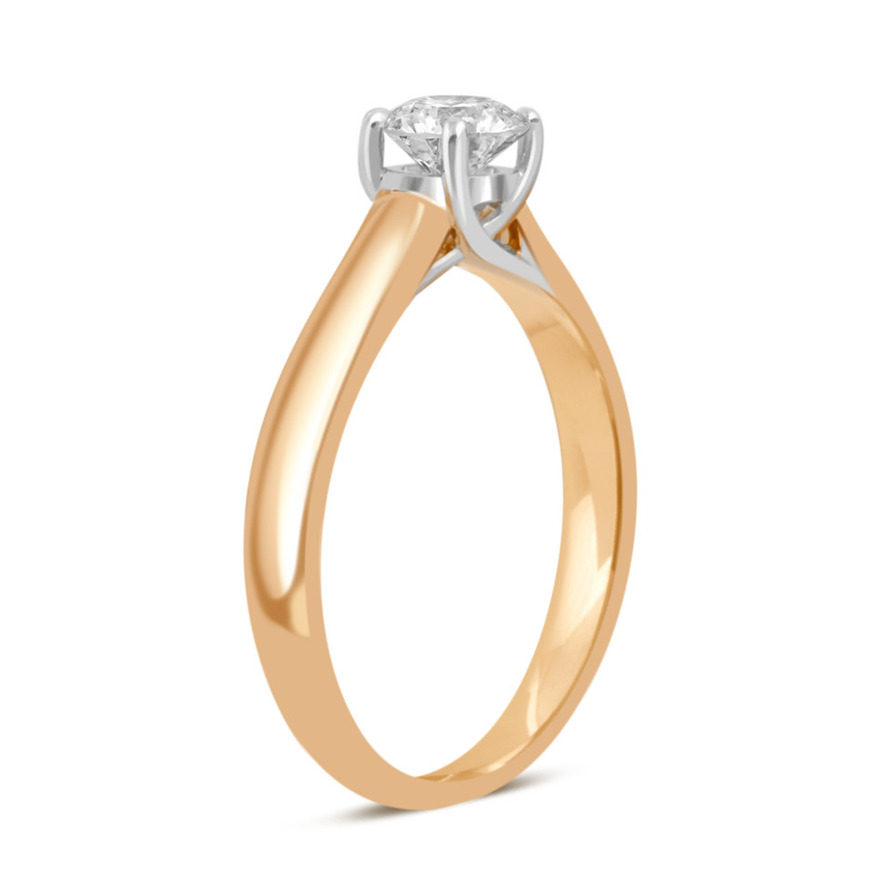 Помолвочное кольцо из комбинированного золота с бриллиантом (039493)