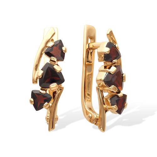 Серьги из красного золота с гранатами (041553)