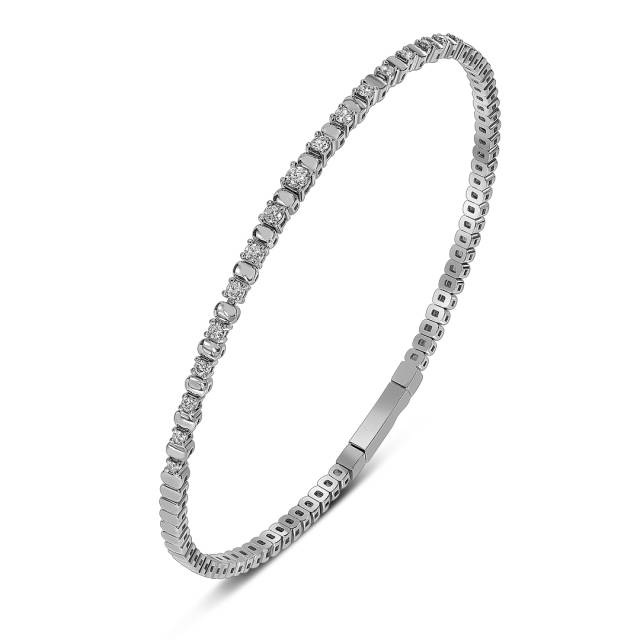 Браслет жёсткий из белого золота с бриллиантами (059375)