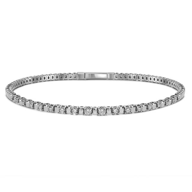 Браслет жёсткий из белого золота с бриллиантами (059375)