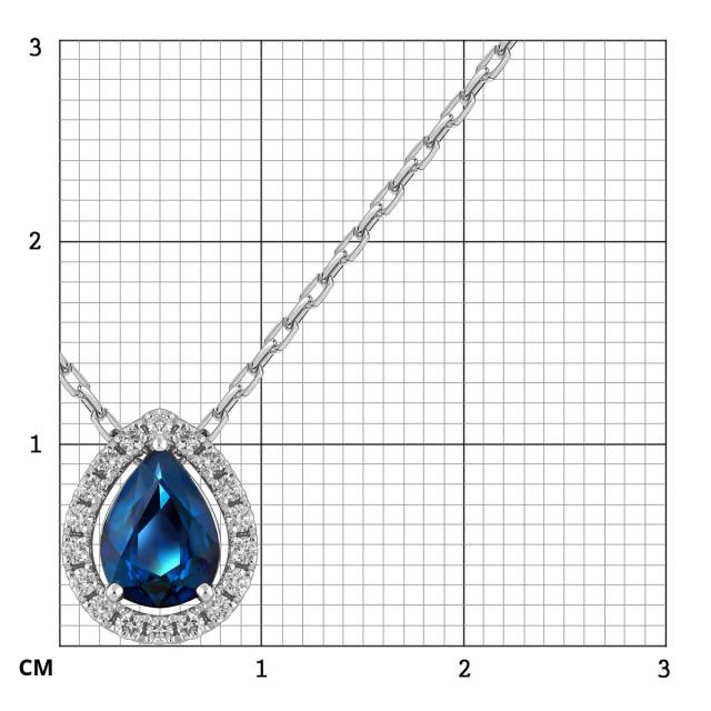 Колье из белого золота с бриллиантами и сапфиром (062765)