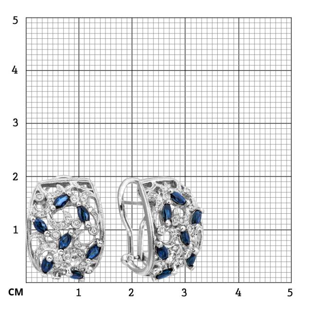 Серьги с  бриллиантами и цветными драгоценными камнями (012929)
