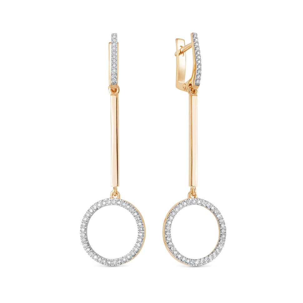 Серьги из красного золота с бриллиантами (044424)