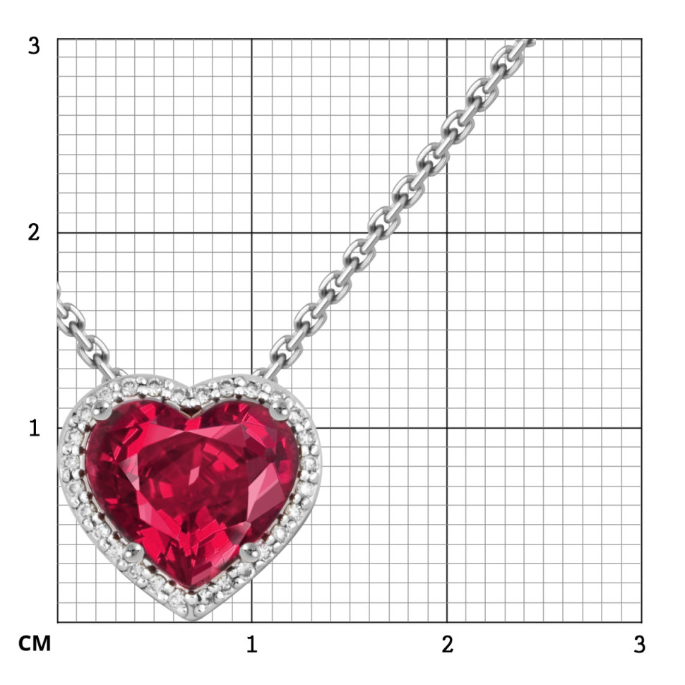 Колье из белого золота с бриллиантами и турмалином Сердце (049299)