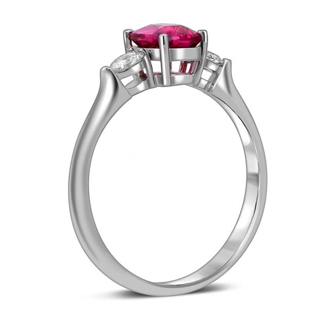 Кольцо из белого золота с бриллиантами и рубином (052565)