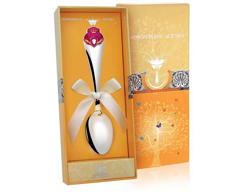 Ложка детская из серебра 925 пробы с эмалью (038263)