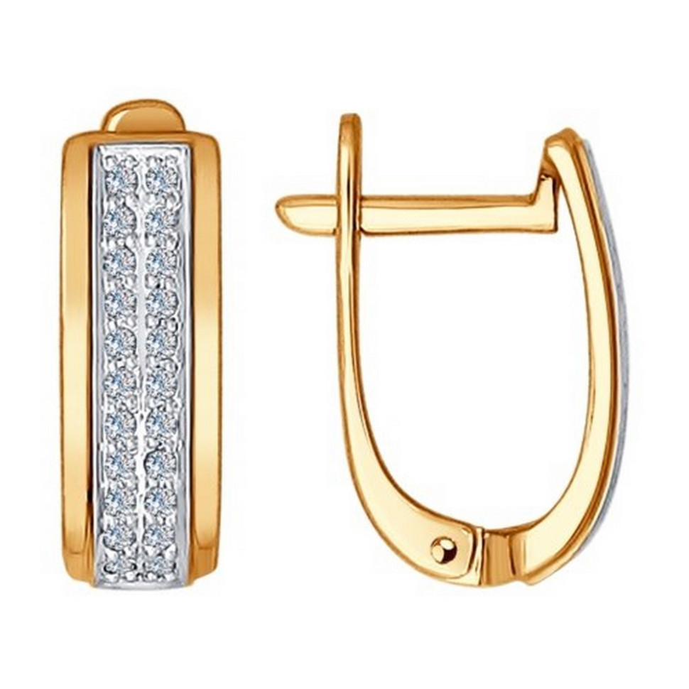 Серьги из комбинированного золота с бриллиантами (030652)