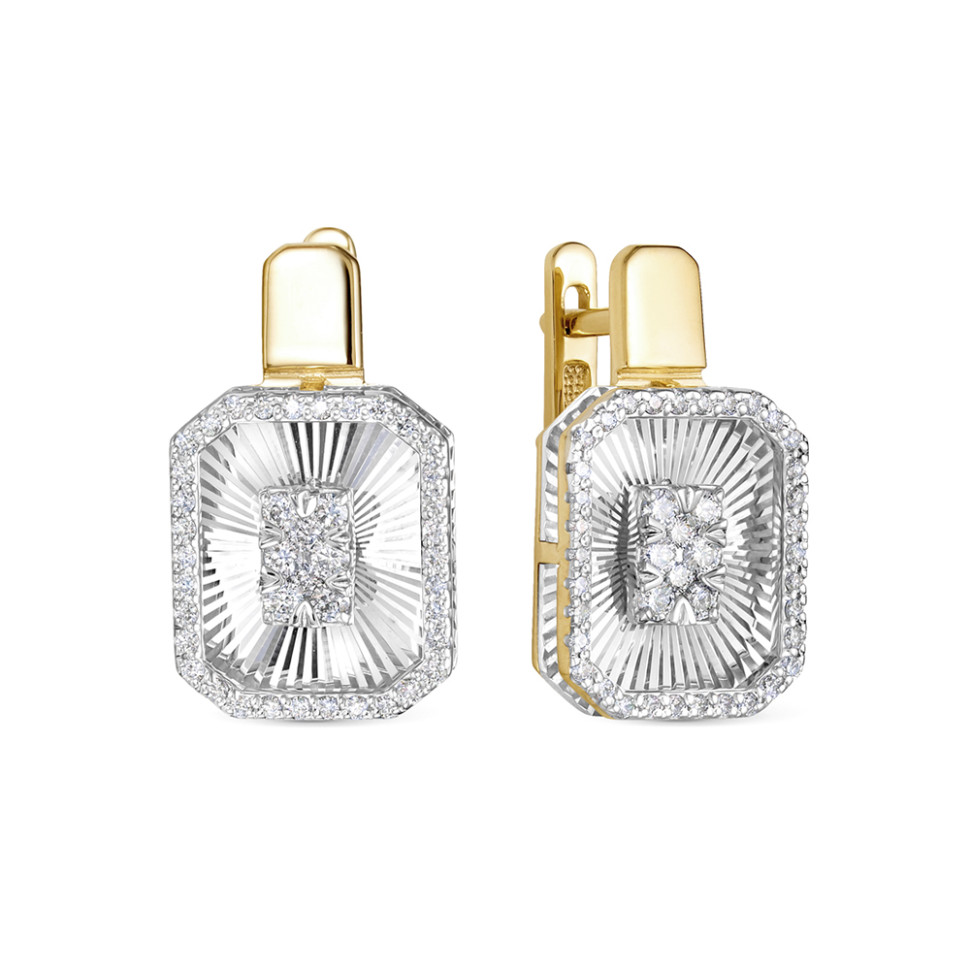 Серьги из комбинированного золота с бриллиантами (060412)