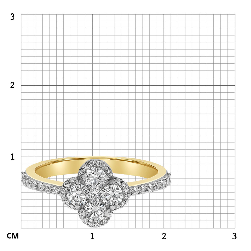 Кольцо из жёлтого золота с бриллиантами (062666)