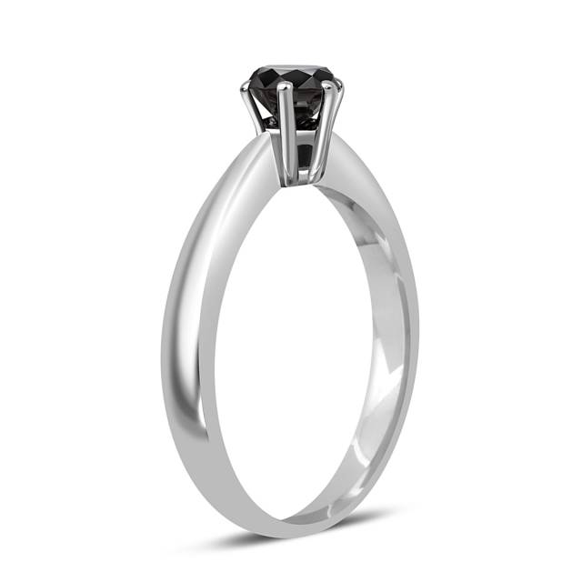 Помолвочное кольцо из белого золота с чёрным бриллиантом (045362)