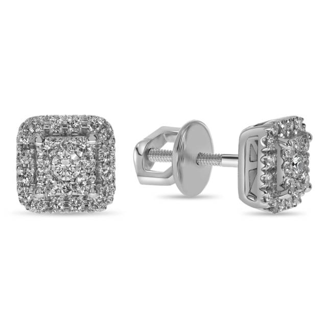 Серьги пусеты из белого золота с бриллиантами (063738)