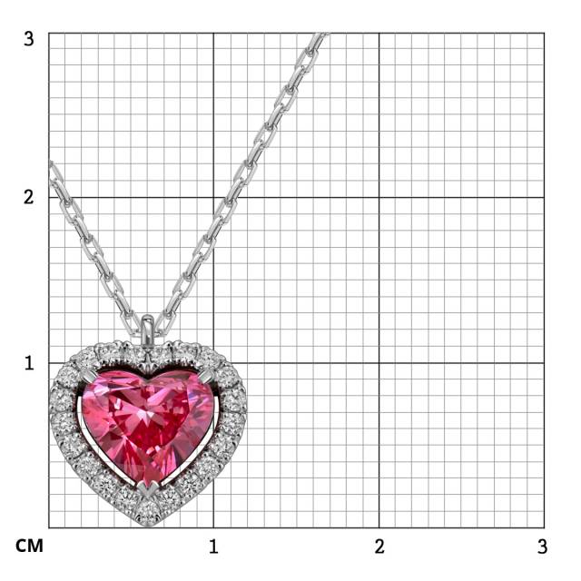 Колье из белого золота с розовым бриллиантом "Сердце" (062991)