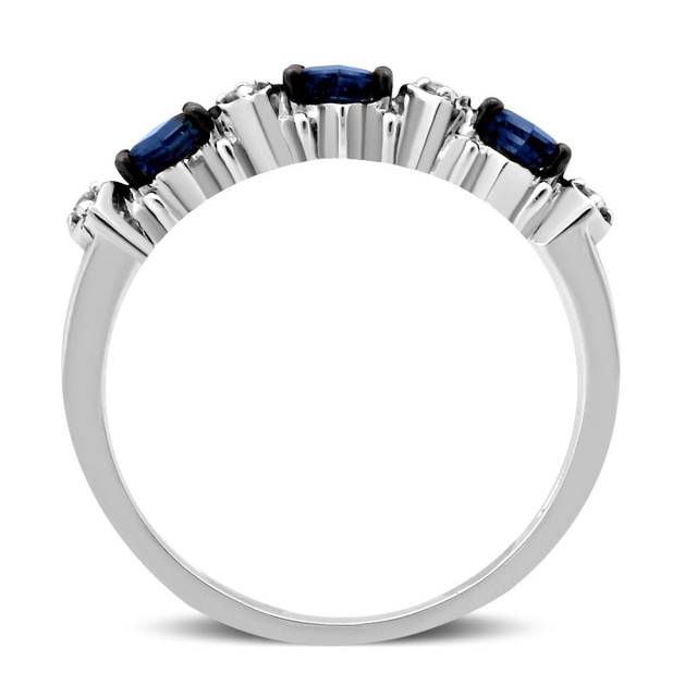 Кольцо из белого золота с бриллиантами и сапфирами (028357)