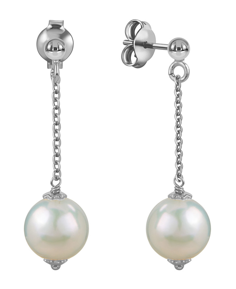 Серьги пусеты из белого золота с  жёмчугом (057897)