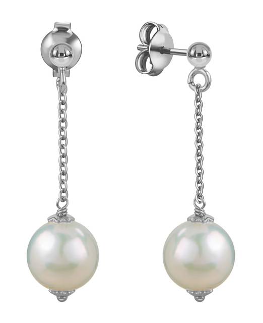 Серьги пусеты из белого золота с жёмчугом (057897)