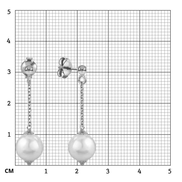 Серьги пусеты из белого золота с жёмчугом (057897)