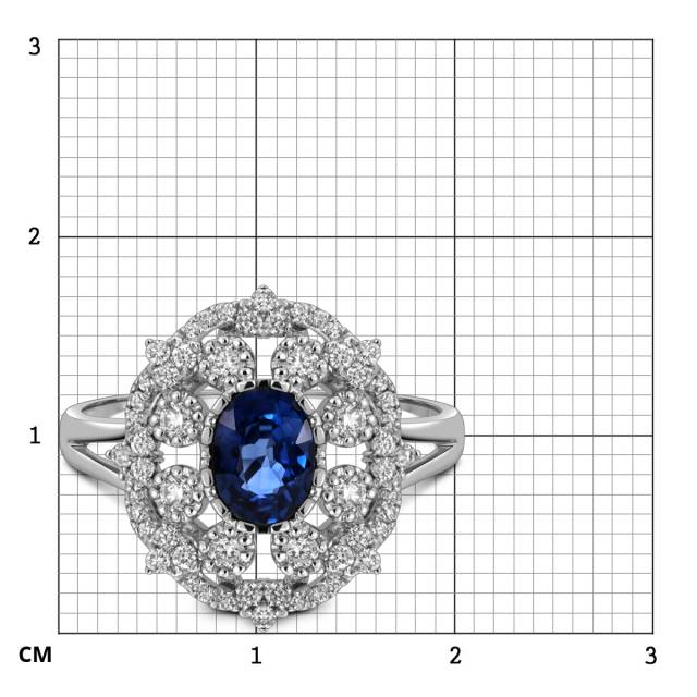 Кольцо из белого золота с бриллиантами и сапфиром (003200)