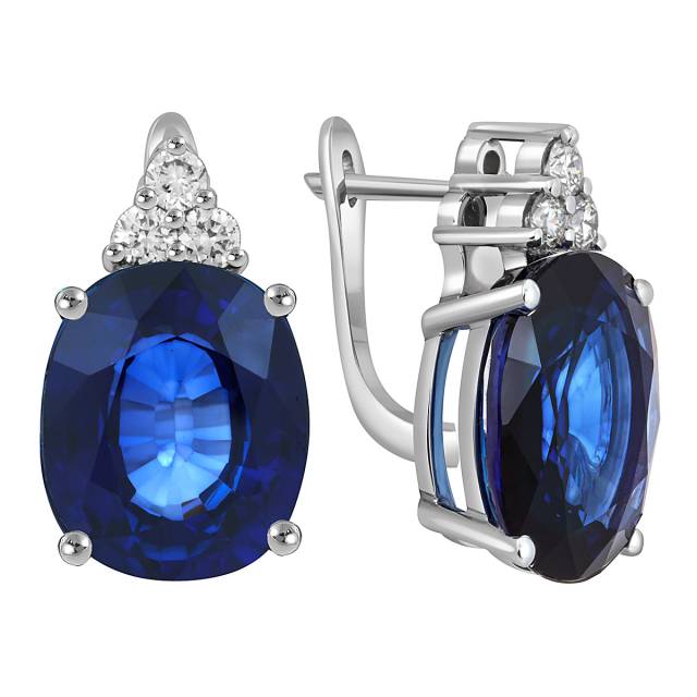 Серьги из белого золота с бриллиантами и сапфирами (052738)