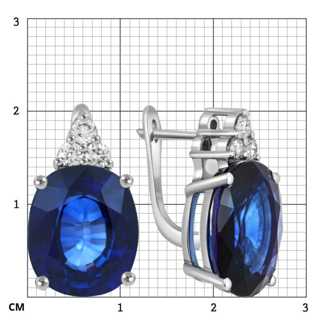 Серьги из белого золота с бриллиантами и сапфирами (052738)