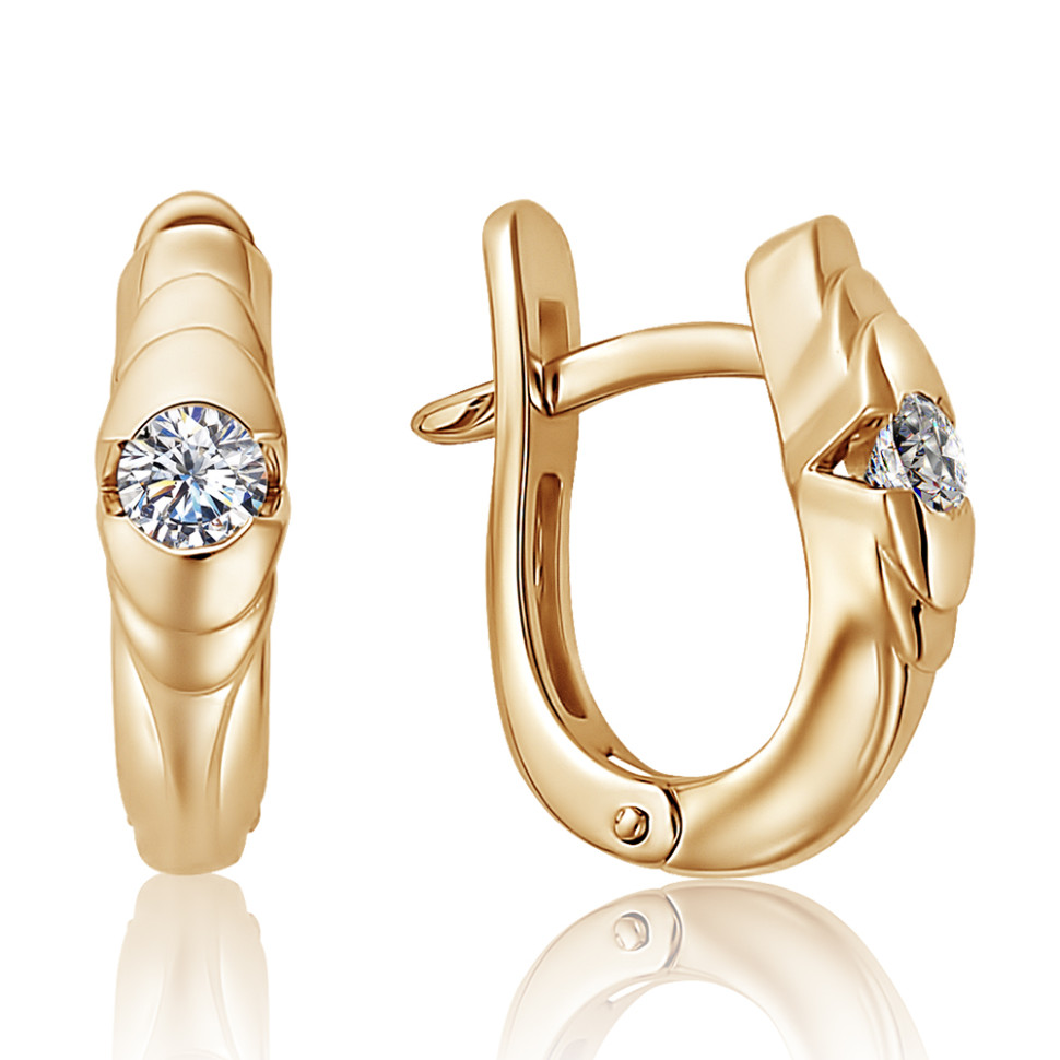 Серьги из красного золота с бриллиантами (053104)