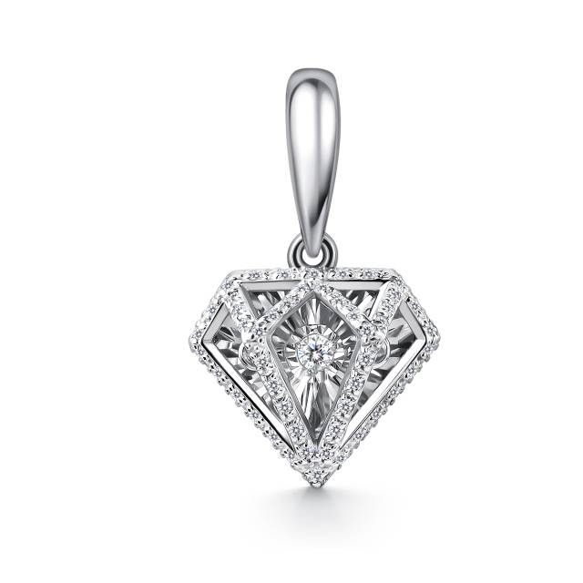 Кулон из белого золота с бриллиантами (063023)