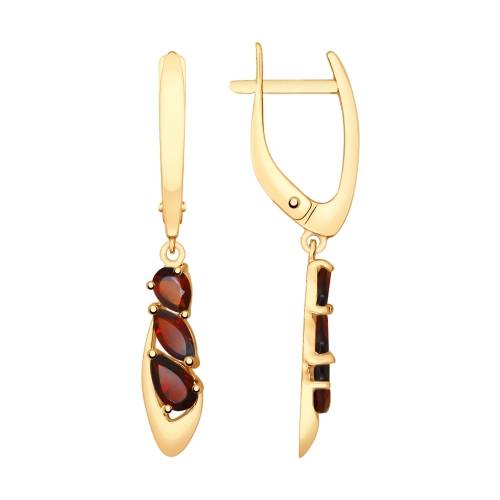 Серьги из красного золота с гранатами (038362)