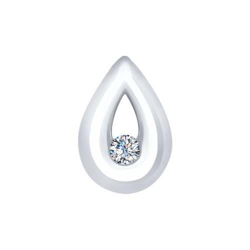 Кулон из белого золота с бриллиантом (036501)