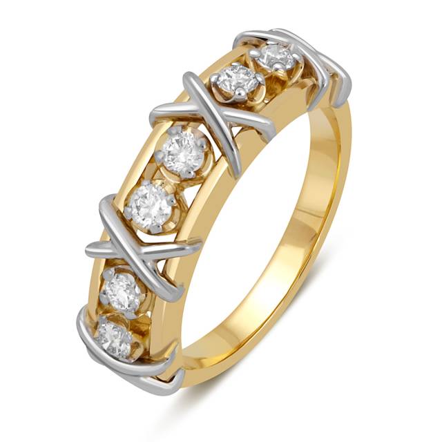 Кольцо из комбинированного золота с бриллиантами (025742)