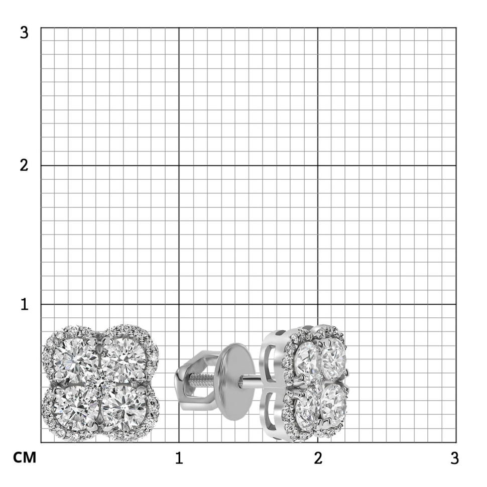 Серьги пусеты из белого золота с бриллиантами (060550)