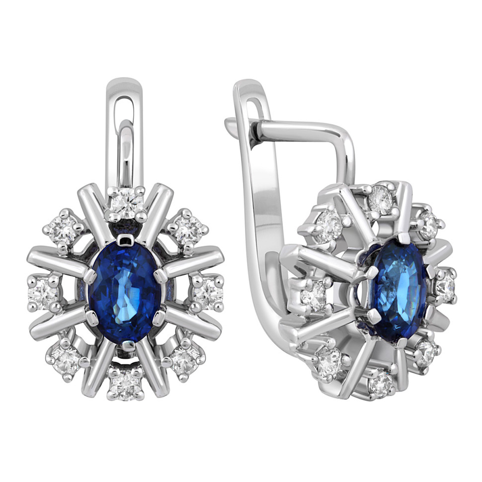 Серьги из белого золота с бриллиантами и сапфирами (047802)