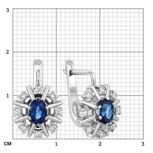 Серьги из белого золота с бриллиантами и сапфирами (047802)