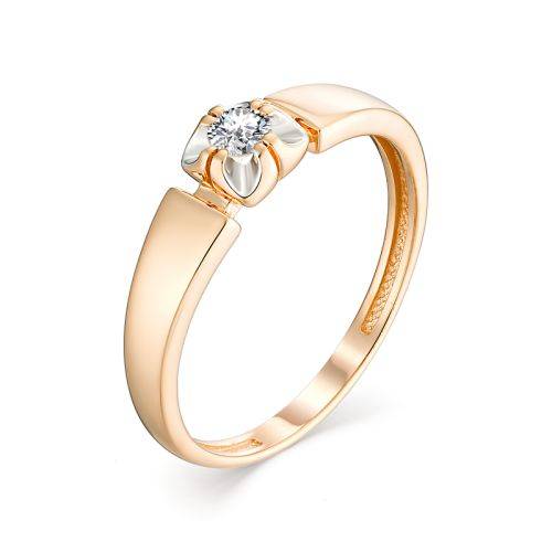 Помолвочное кольцо из красного золота с бриллиантом (033817)