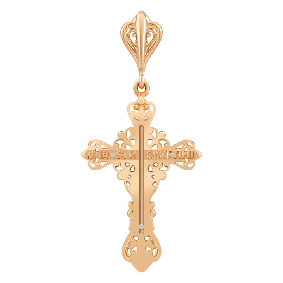 Кулон крест из красного золота с эмалью (038565)