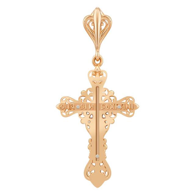 Кулон крест из красного золота с эмалью (038565)