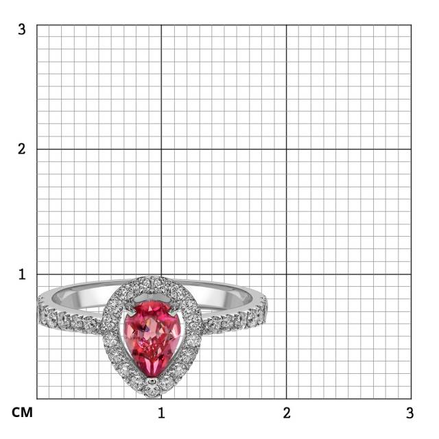 Кольцо из белого золота с бриллиантами и турмалином (062630)