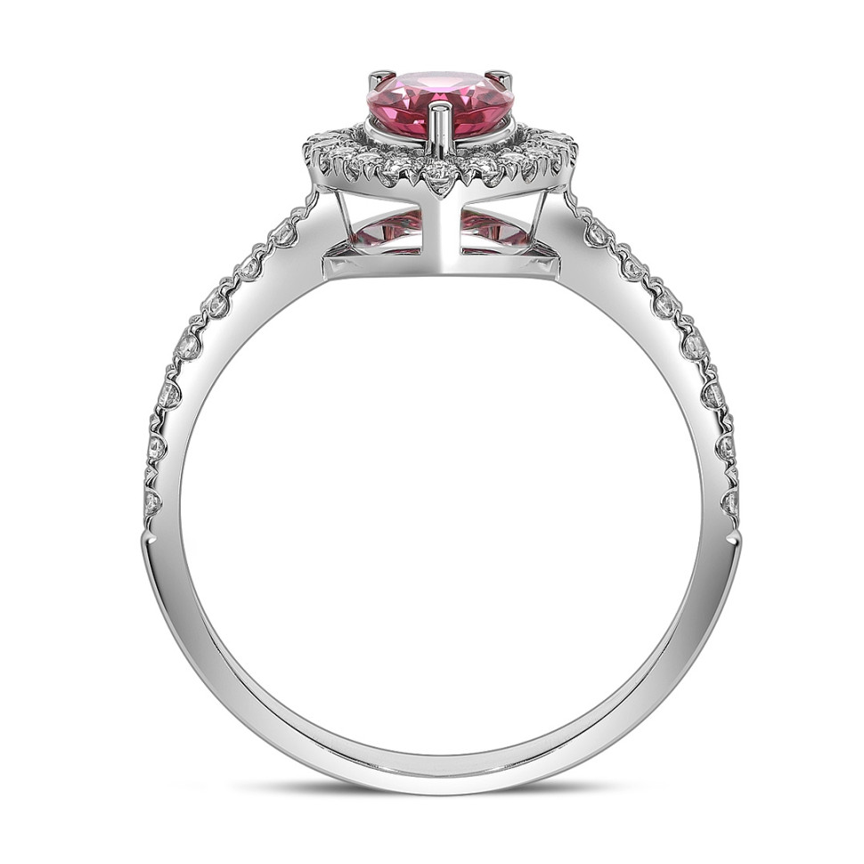 Кольцо из белого золота с бриллиантами и турмалином (062630)