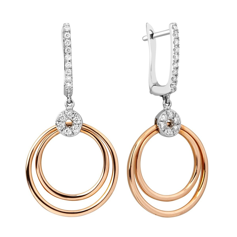 Серьги из комбинированного золота с бриллиантами (014144)