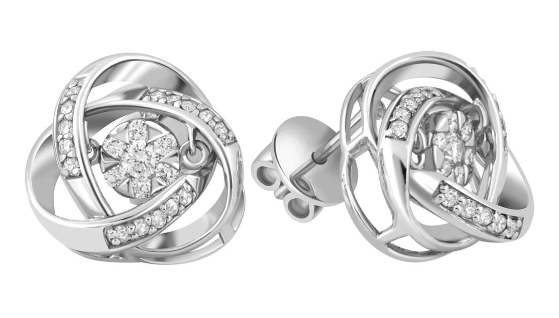 Серьги пусеты из белого золота с бриллиантами (047821)