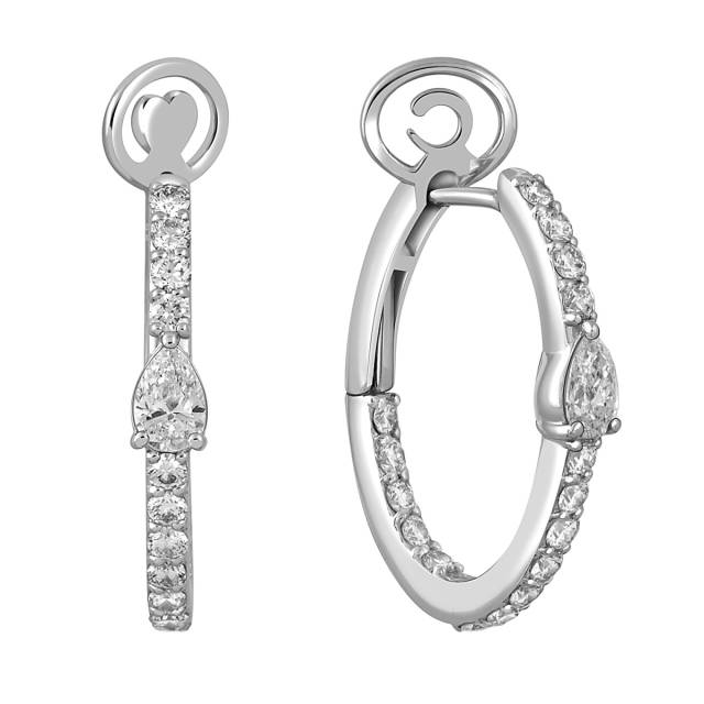 Серьги конго из белого золота с бриллиантами "Crivelli" (051802)